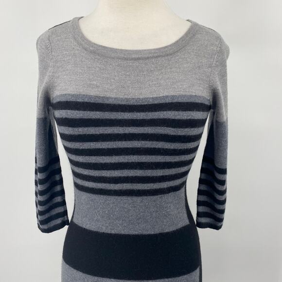 Cynthia Rowley Merino Wool Sweater Dress Color Block Stripes Mini Black Womens M - Picture 3 of 8